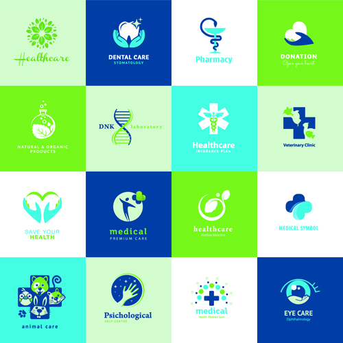 Logos créatifs médicaux et de santé vecteur ensemble 05 soins de santé medical logos logo creative   
