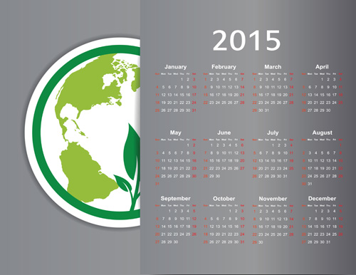 Eco style 2015 calendrier vecteur 01 eco calendrier 2015   