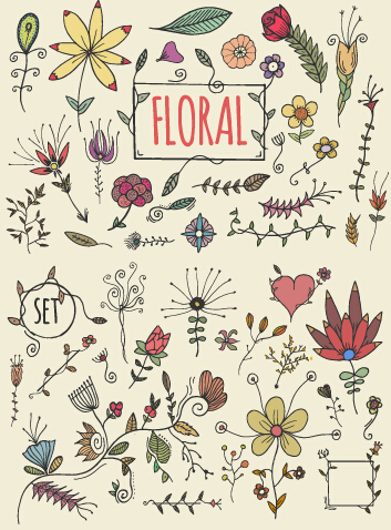 Handgezeichnete niedliche Florale-Vektor Hand gezeichnet hand florals floral cute   