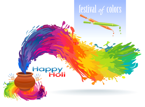 Happy Holi Festival mit farbigem Hintergrundvektor 10 holi happy festival Farbe   