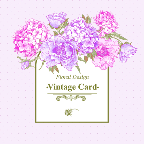 Vecteur de carte Vintage Floral rose 02 vintage vecteur de carte rose carte   