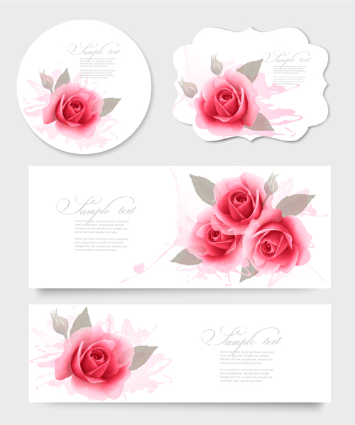 Rosa Rosen-Banner und Karten Vektor rose pink Karten banner   