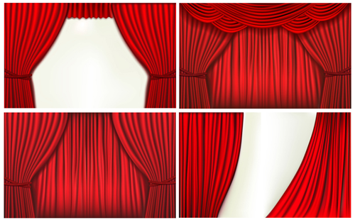 レッドシルクカーテンデザインベクターセット05 赤 絹 カーテン   