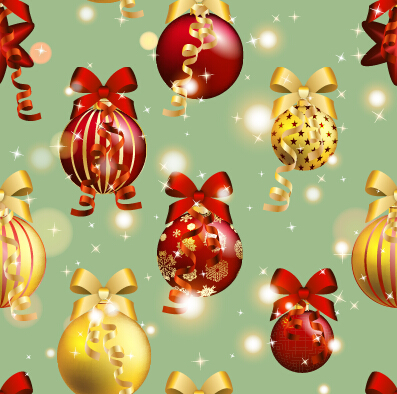 Glänzende Weihnachtsbälle Ornament nahtlos Muster Vektor 05 Weihnachtsball Weihnachten shiny ornament nahtlos Mustervektor   