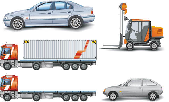 Camions avec vecteur de voiture et de chariot élévateur voiture chariot élévateur camions   