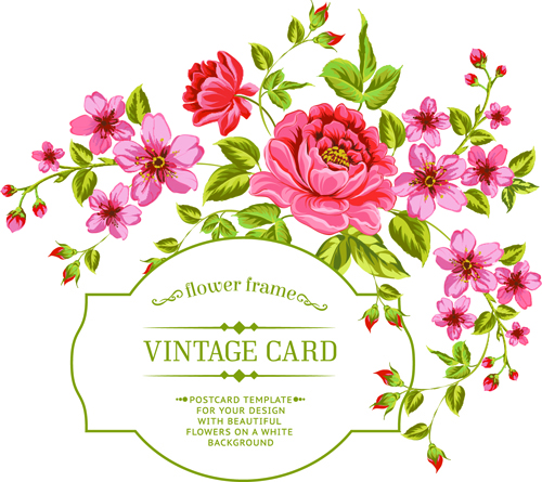 ヴィンテージの花とフレームカードベクトル01 花 フレーム カードベクター カード ヴィンテージ   