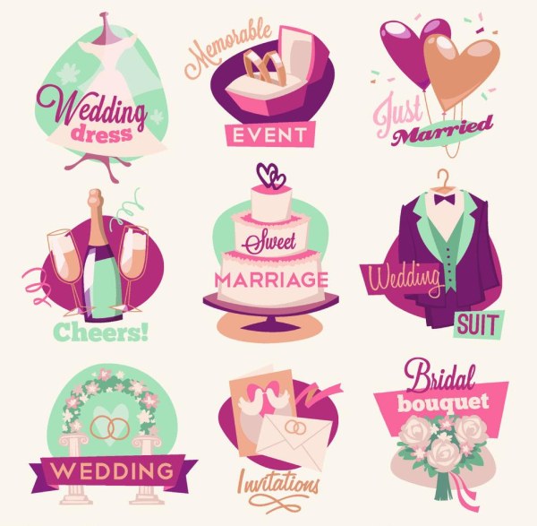 Célébrations de mariage logos graphiques vectoriels mariage logos celebration   