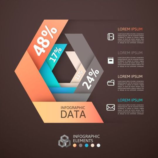 折り紙ベクトル材料と茶色のインフォグラフィック02 折り紙 ブラウン インフォグラフィック   
