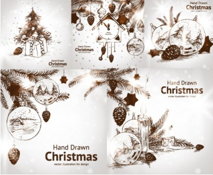 Ensemble de vecteur de décorations de Noël dessiné à la main Noël decorations   