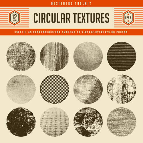 12 Arten kreisförmige Texturen Grunge Vektor Texturen grunge circular   