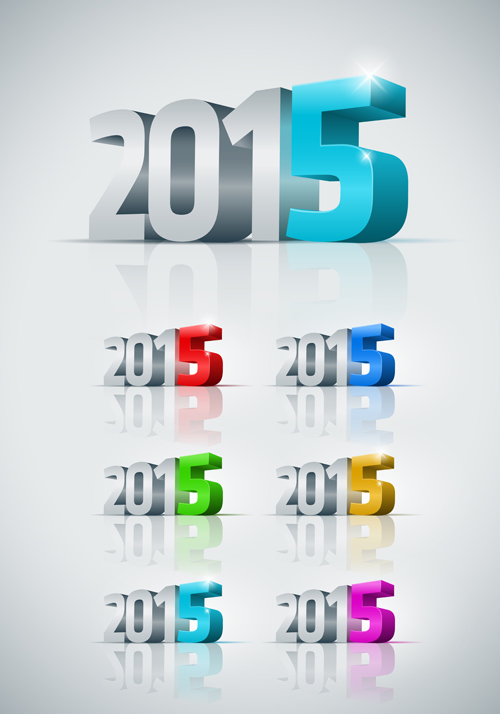 3D 2015 Neujahr Textvektor 02 text Neujahr 2015   