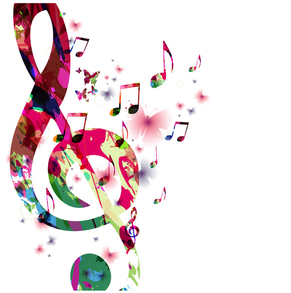 Fond musical abstrait avec des papillons colorés vecteur 02 papillons musique coloré Abstrait   