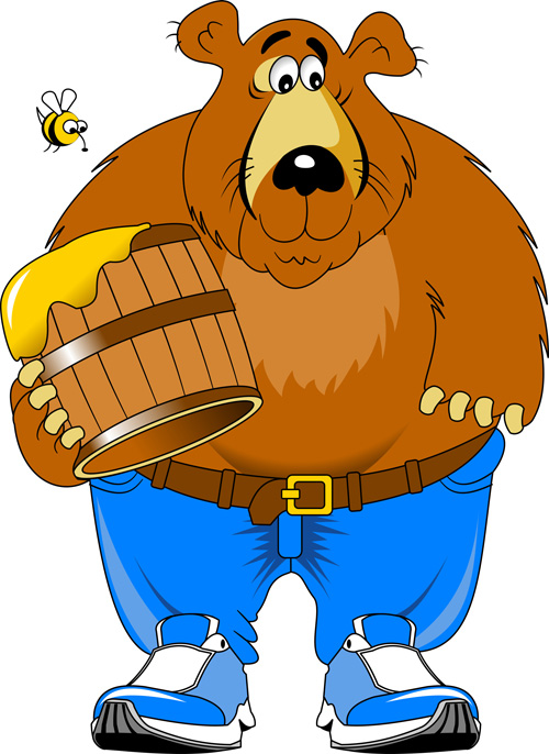 クマと蜂蜜のベクター素材 蜂蜜 クマ   