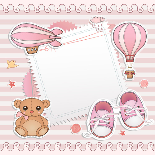 ベビーカード付きブランクペーパー02 赤ちゃん 紙 空白 カードベクトル カード   