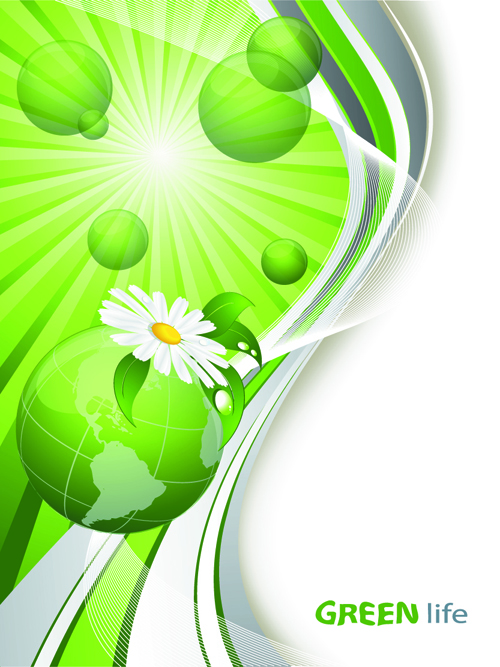 Leuchtgrüner Hintergrund mit Blumenvektor 01 Hintergrund grün Blume   