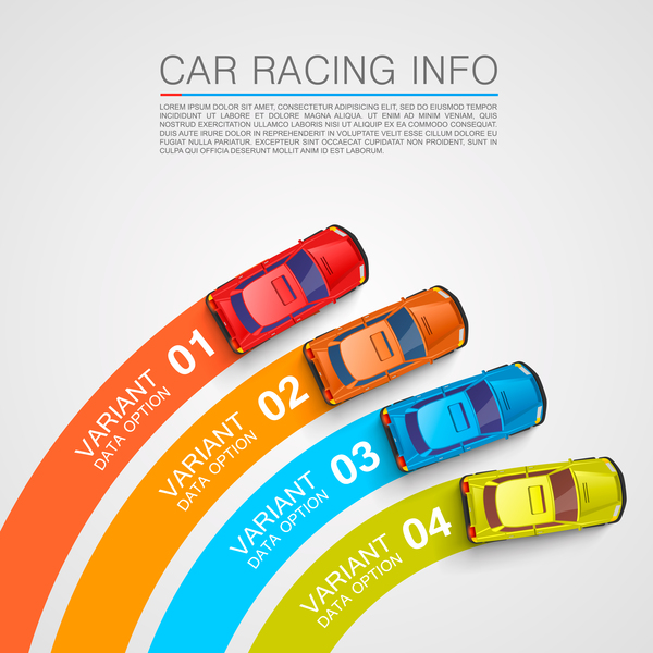 Autorennen-Infografie-Vektor-Set 04 Rennsport Infografik auto   