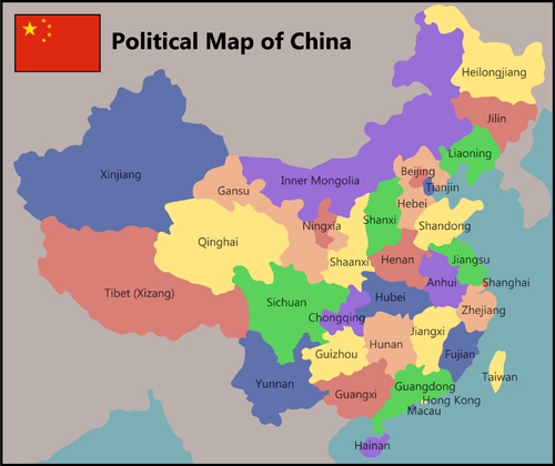 Matériel de vecteur de carte politique de Chine politique Chine carte   