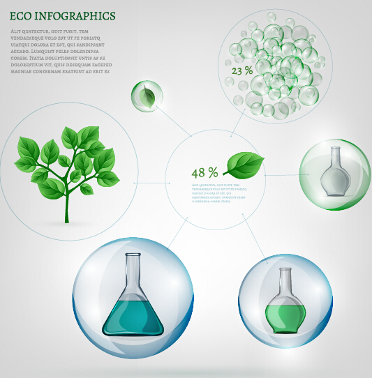 Infographies éco avec vecteurs à bulles 12 infographies eco bulle   