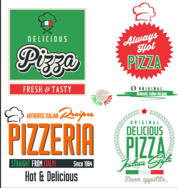 Exquisites Pizzablogos Design-Vektormaterial 02 pizza material logos logo exquisite   