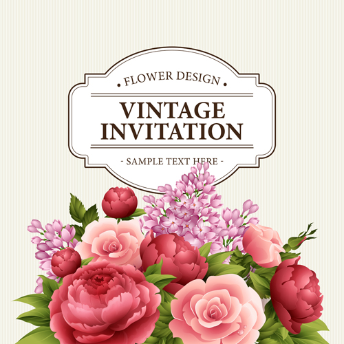 Fleur Design invitations Vintage carte vecteur 02 vintage invitations fleur design carte   
