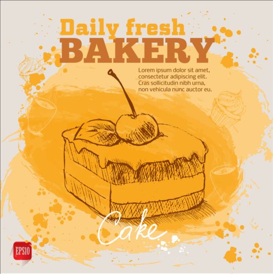 Frisches Brot mit Backwaren Plakat gezeichnet Vektor 04 poster hand gezeichnet fresh Brot Bäckerei   