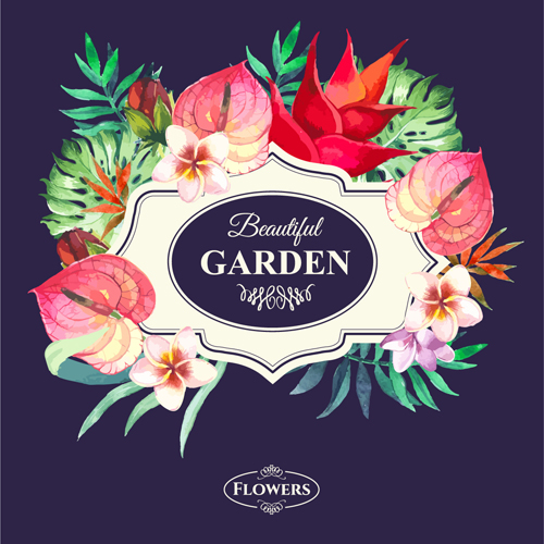 Gartenblumenrahmen-Design Kunstvektor 15 Rahmen Garten Blume   