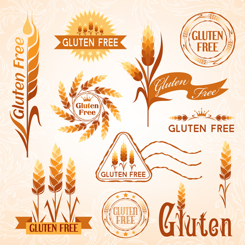 Glutenfreie Logos mit Etiketten Vektor 01 logos Glutenfrei Gluten Etiketten   