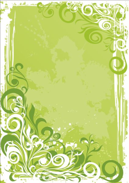 Grünes Dekor floral mit Grunge-Hintergrundvektor 02 Hintergrund grunge grün floral Dekor   