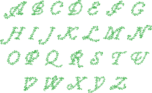 Feuilles vertes alphabet excellent vecteur 05 feuilles vertes Excellent alphabet   