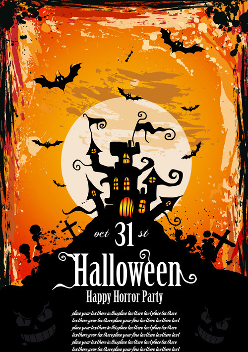 Halloween-Horror-Party-Plakatvektor 01 poster horror halloween   