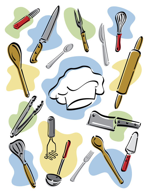 Outils de cuisine dessinés à la main vecteur de conception outils outil dessiné à la main Cuisine à la main de tirage   
