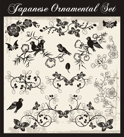 Japanische Stile Ornamente entwerfen Vektor-Set 06 Stile Ornamente Japanisch design   