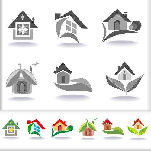 Feuille avec les icônes abstraites de maison vecteur 02 maison icônes icône Abstrait   