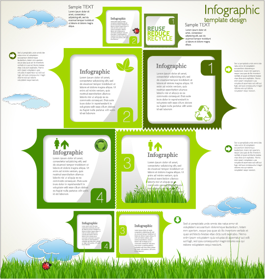 Moderne Ökologie-Infografiken grüner Schablone Vektor 02 Vorlage Ökologie moderne Infografik   