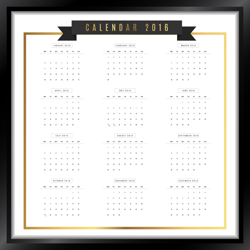フォトフレームカレンダー2016ベクター素材03 フォトフレーム カレンダー 2016   
