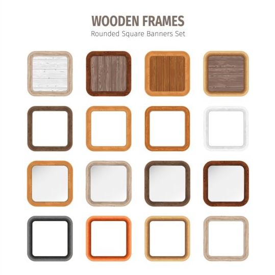 Vecteur de cadres en bois carrés en bois carrés cadres   