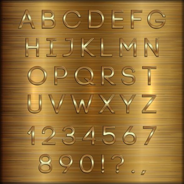 Glänzendes goldenes Schriftalphabet mit Nummernvektor 03 shiny Schrift Nummer gold alphabet   