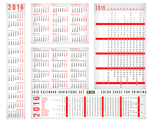 シンプルな2016グリッドカレンダーベクトル シンプル グリッド カレンダー 2016   
