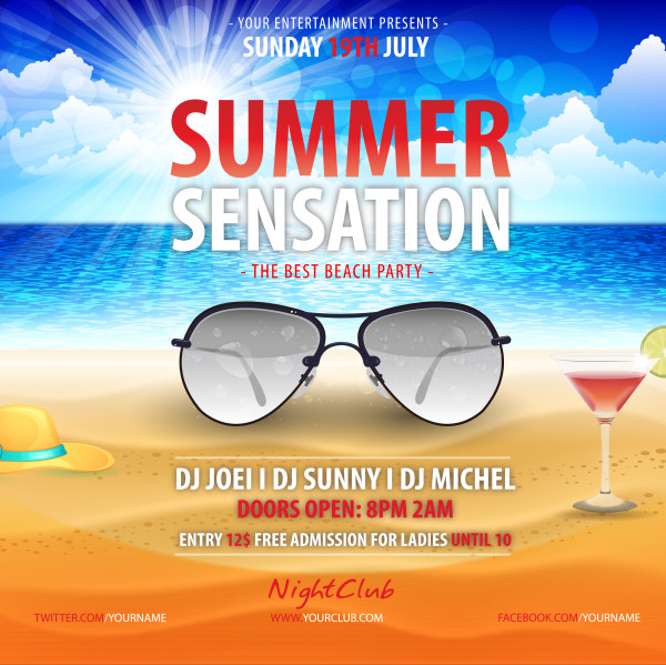 Sommerbeach Party Plakat kreativen Design-Vektor summer poster beach party   