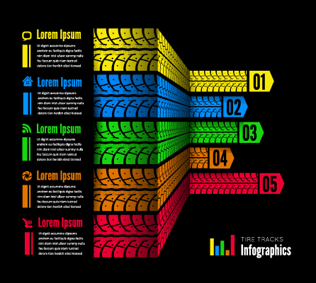 Pistes de pneus vecteur infographique 04 pneu piste infographie   