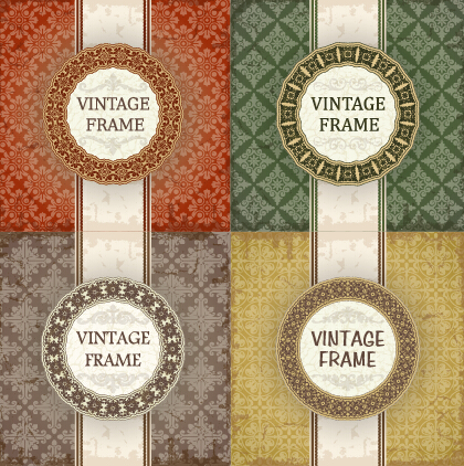 Vintage-Rahmen mit Mustervektorhintergrund 02 vintage Vector-Hintergrund Muster Hintergrund   