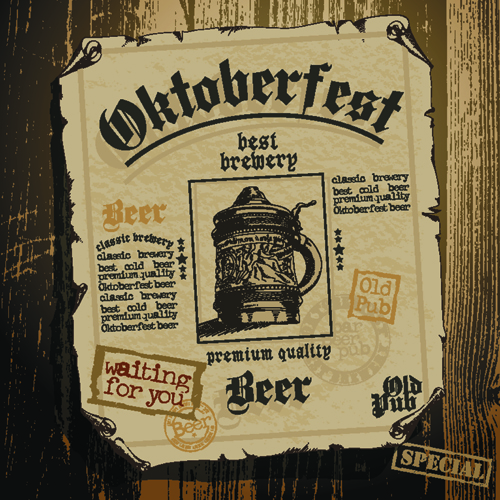 Vintage oktoberfest Bierplakat-Vektor poster Oktoberfest Jahrgang   