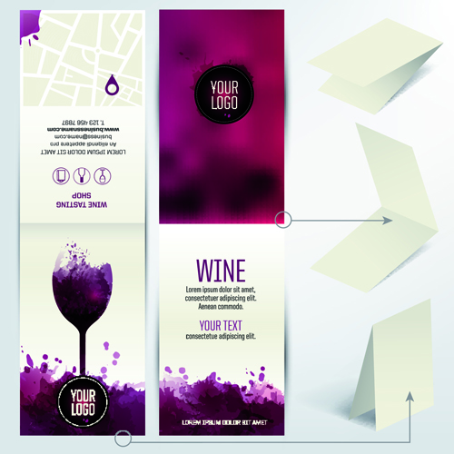 Wasserfarben-Weinkarte Design Vektor 03 Wein menu Aquarell   