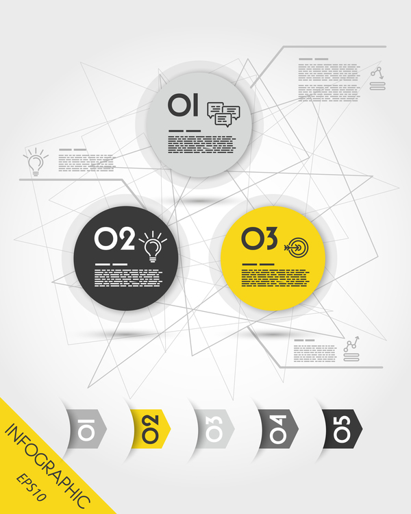 Jaune avec modèle vectoriel infographique noir SET 03 Noir jaune infographie   