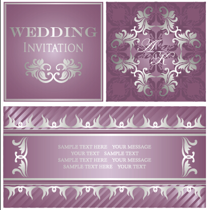 invitations de mariage floral luxueux vecteur Design 02 mariage luxueux invitation floral   