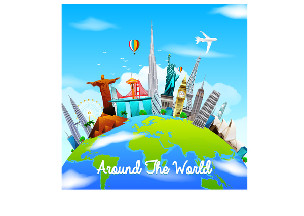 Vecteur de conception de voyage autour du monde voyage monde autour   