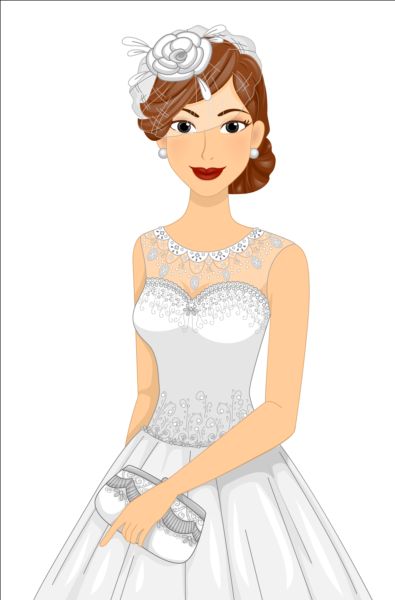 ウェディングドレスのベクトル05と美しい花嫁 花嫁 美しい 結婚式 ドレス   