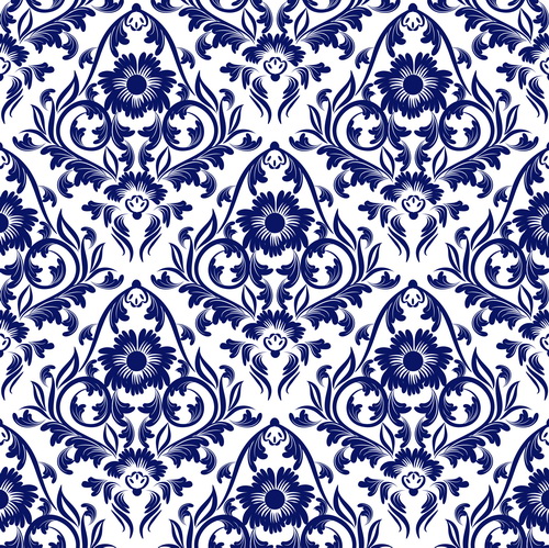 Blaue Blumenschmuck Muster nahtlosen Vektor Ornamente nahtlos Muster floral Blau   