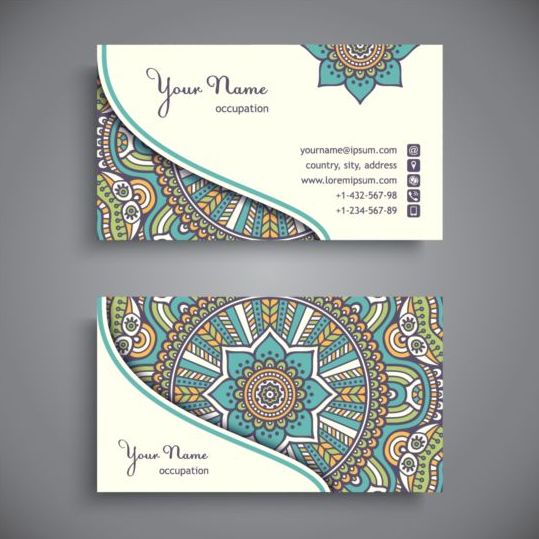 Visitenkarte mit ethnischem Mustervektor-Set 04 pattern ethnic card business   