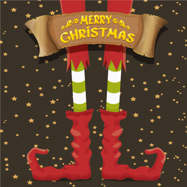 漫画の elfs 脚とレトロなクリスマスバナーベクトル01 足 漫画 レトロなフォント バナー クリスマス elfs   